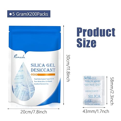 Miniatura 5 de Paquete de 45 unidades de gel de sílice de 018oz desecante transparente paquetes desecantes para almacenamiento paquetes de humedad para especias