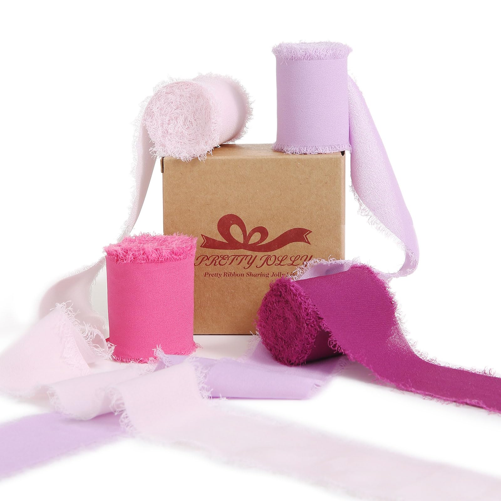 Ruban en mousseline de soie rose emballage cadeau romantique Pretty Jolly