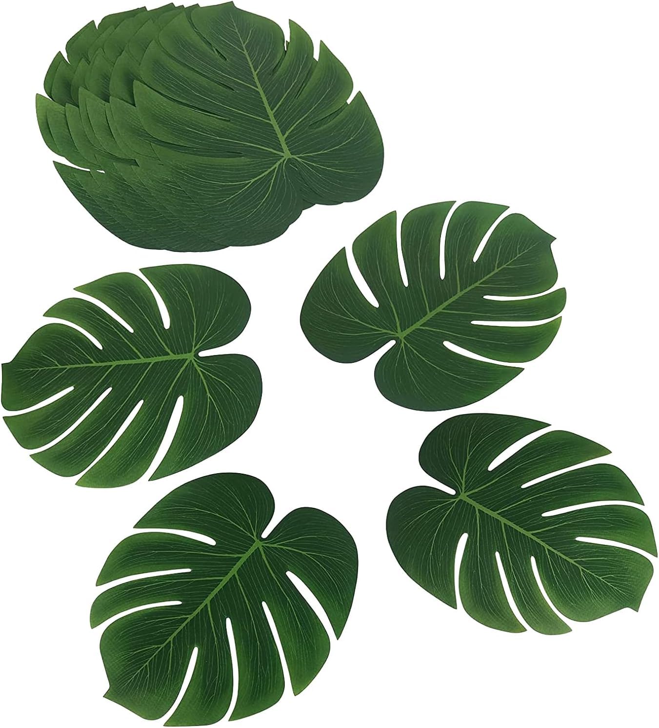 iwiio 15Pcs Fake Leaves, Artificial Tropical Palm Leaves, Hawaiian Luau Safari Beach Jungle Theme Party Decorations (20cm / 7.87in)