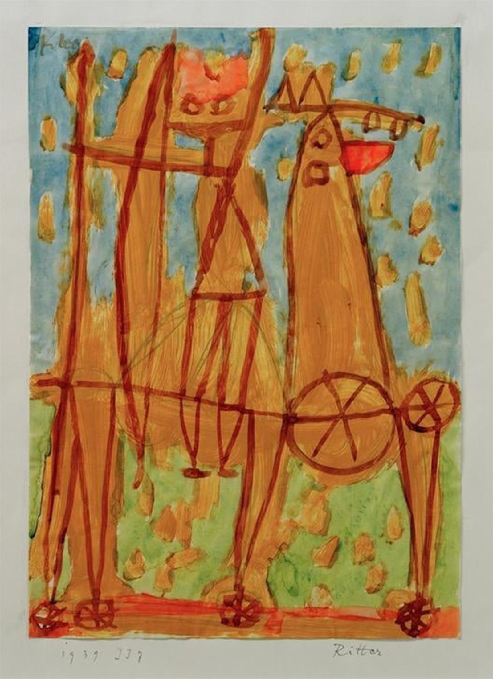 Toile Paul Klee Chevalier 60x90cm, Affiche Murale Haut de Gamme Décoration Bureau