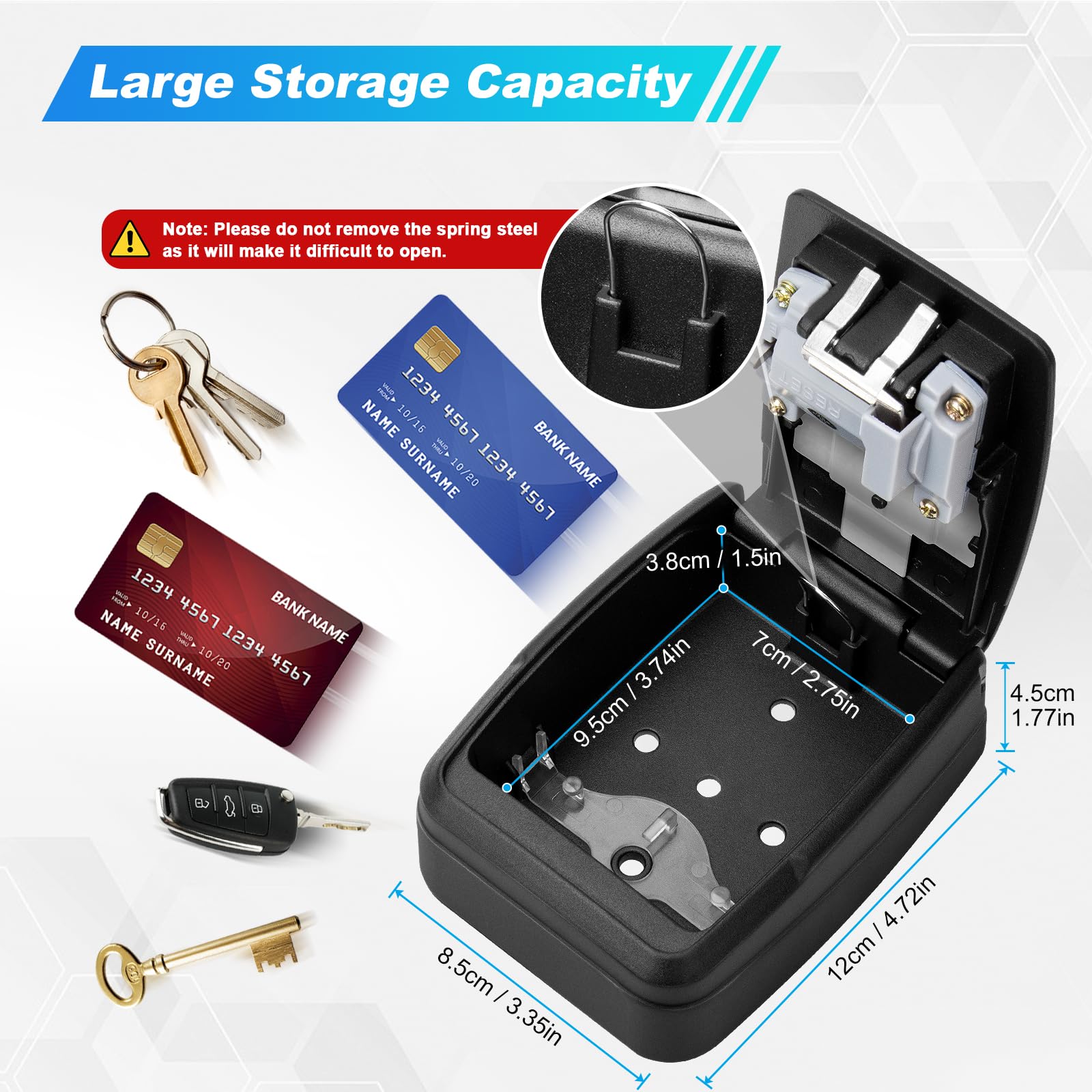 Cassaforte Portachiavi Da Esterno A Combinazione - Impermeabile, Montaggio A Parete | Per Casa/Airbnb - Foto 13