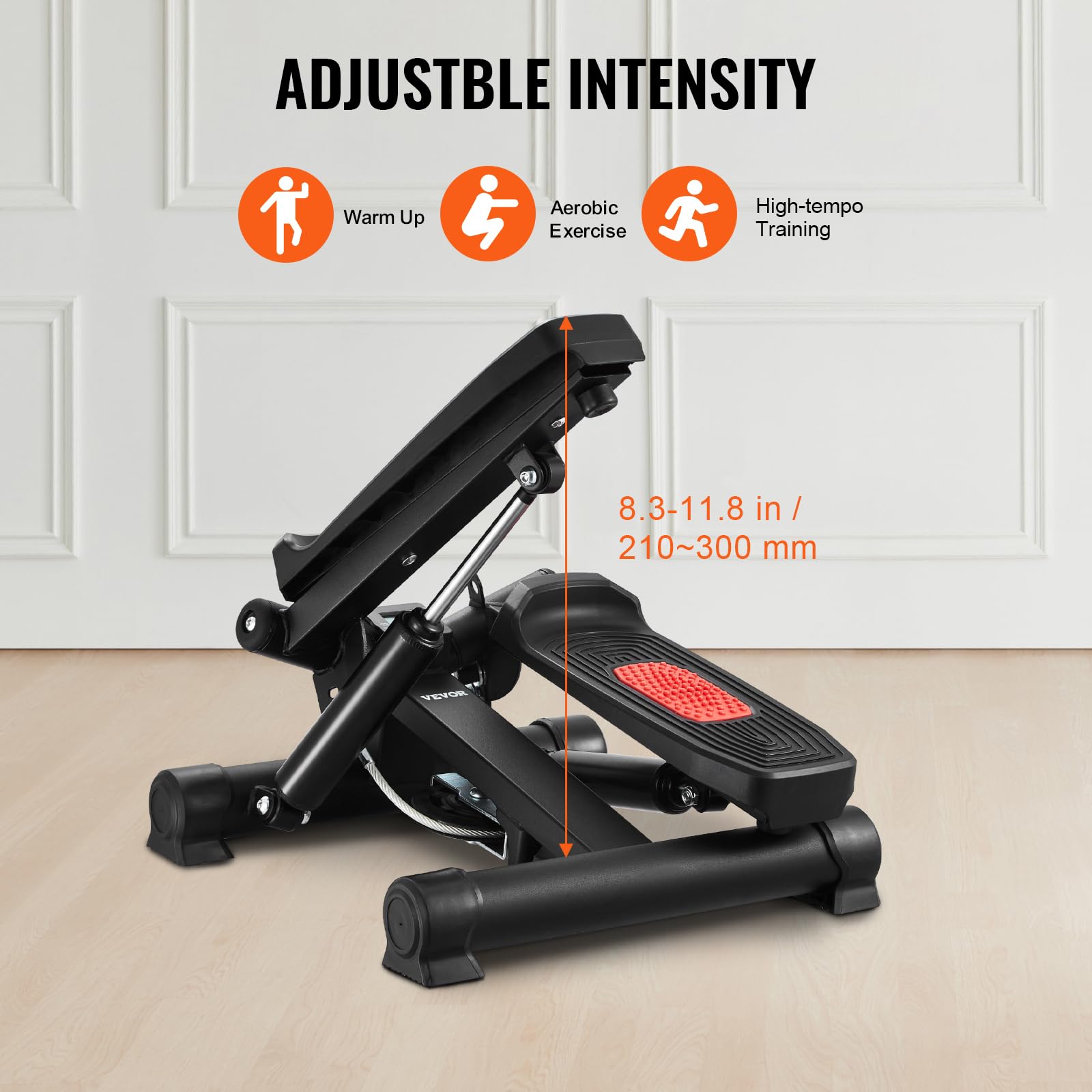 VEVOR Stepper, Mini Stepper per Esercizi a Casa, Stepper Idraulico Fitness Twist con Fasce di Resistenza, Attrezzatura Cardio per Allenamento Corpo, Saliscale con Monitor LCD, Capacità Carico 150 kg