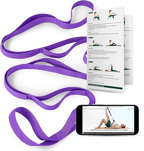 Miniatura 1 de Trideer Correa elástica de yoga para terapia física, 10 bucles de correas de yoga para estiramiento, correa elástica no elástica para pilates,