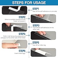 Vista 6 de 200 pestañas autoadhesivas insertables de 2 pulgadas con insertos imprimibles con etiquetas para carpetas de archivos, índice de plástico adhesivo