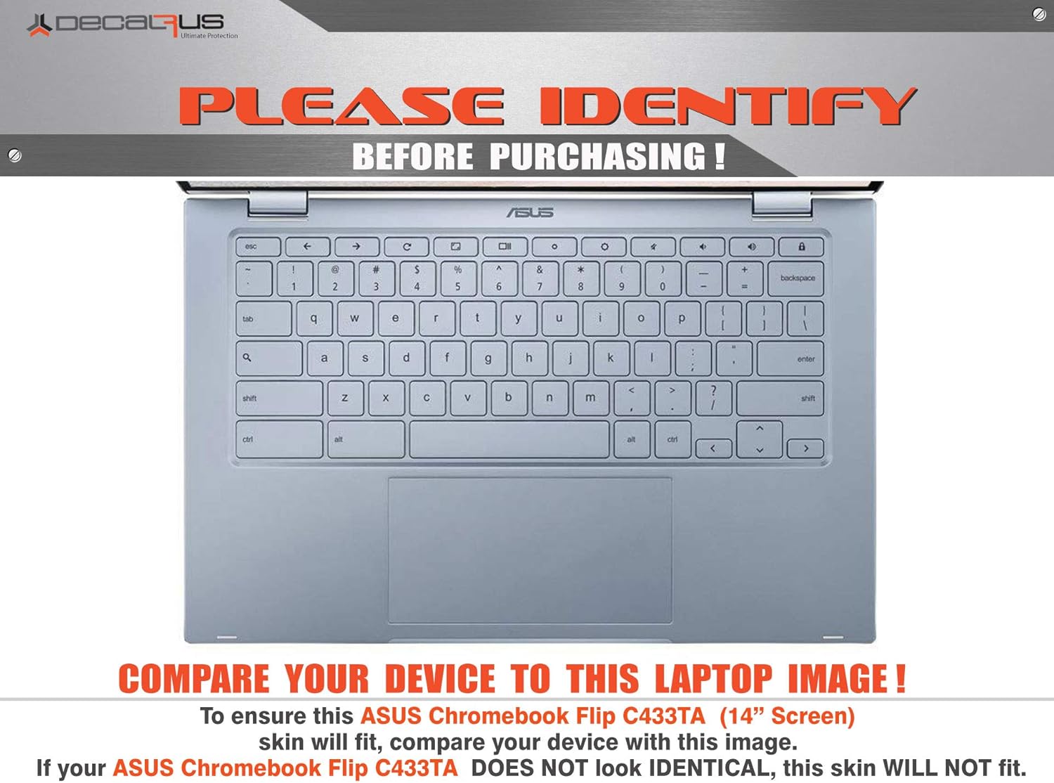 Decalrus - Protective Decal Skin Sticker for Asus Chromebook Flip 14 C433TA (14" Screen) case Cover wrap ASchrmbk14_C433TA-237