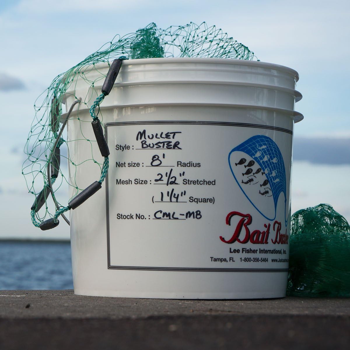 Bait Buster Mullet Cast Nets 1-1/4" Sq. Mesh (9 ft. Radius)