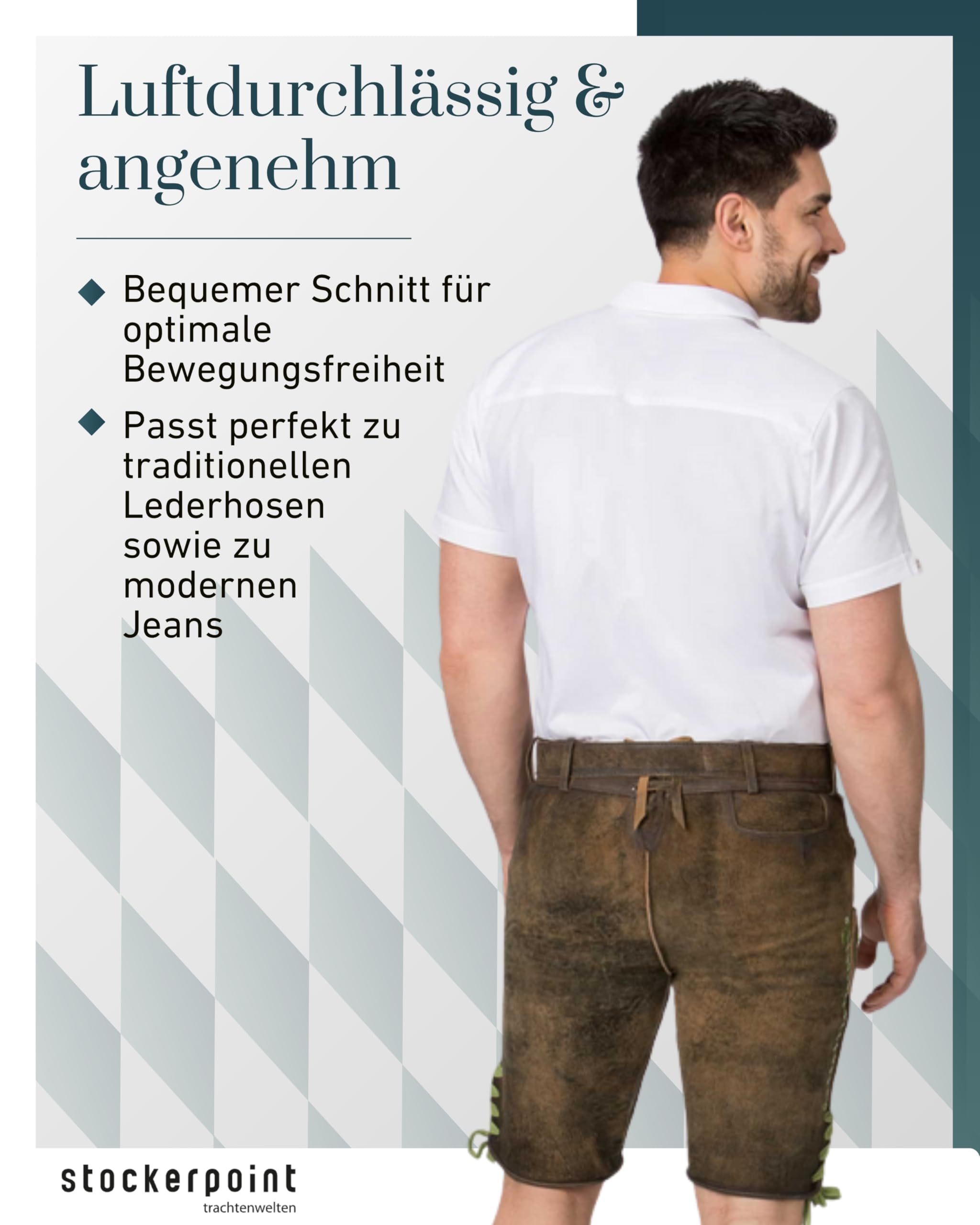 Stockerpoint Herren Kurzarm Trachtenhemd Bodo I Größe S-2XL I Traditionelles & modernes Design I Atmungsaktiv & pflegeleicht I 100% Baumwolle I Perfekt für Trachten & Festlichkeiten