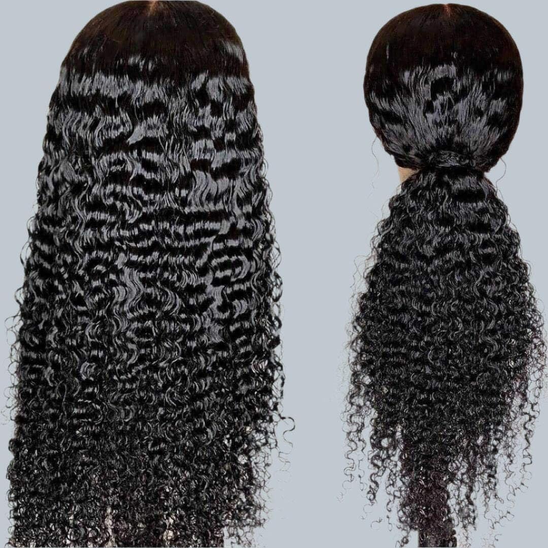 Jerry Curly Human Hair Lace Front Wig Half Lace 20 Inches 180