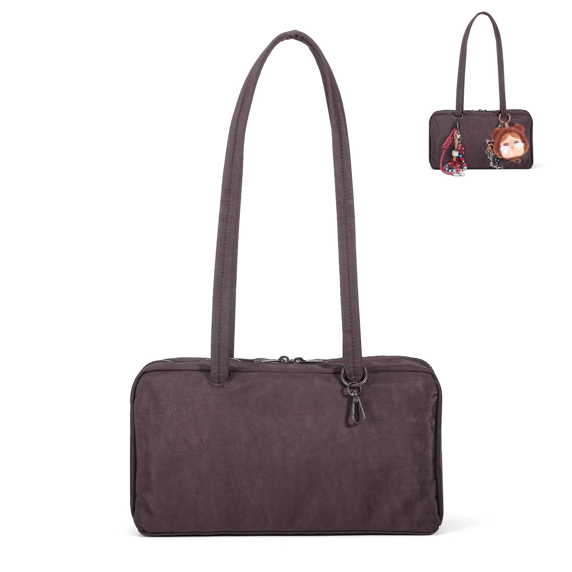 FASTFAIRY Slouchy Lightweight Bowler Bag: East-West Design With Charm Loop - Everyday Use Outings - 2