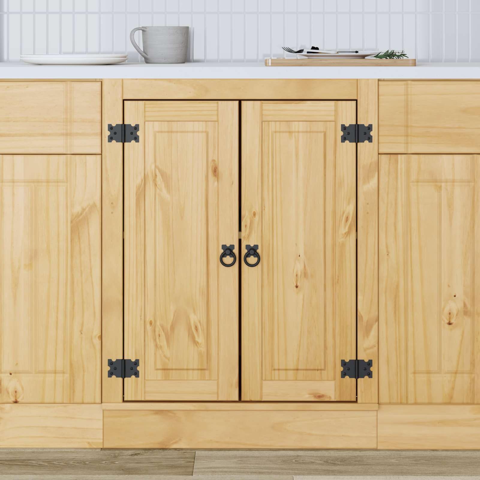 Schrank mit Regal Honig 60 x 46 x 81,5 cm Massives Kiefernholz Schränke und Aufbewahrungsmöglichkeiten Model42007559