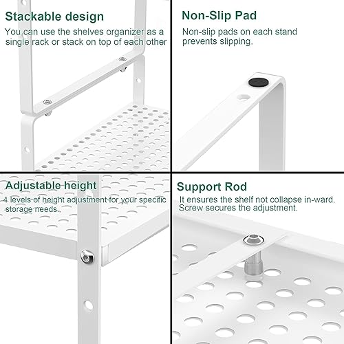 Miniatura 7 de iPEGTOP Estante organizador de estante de almacenamiento expandible para gabinete, estante de especias de metal apilable de acero resistente, altura