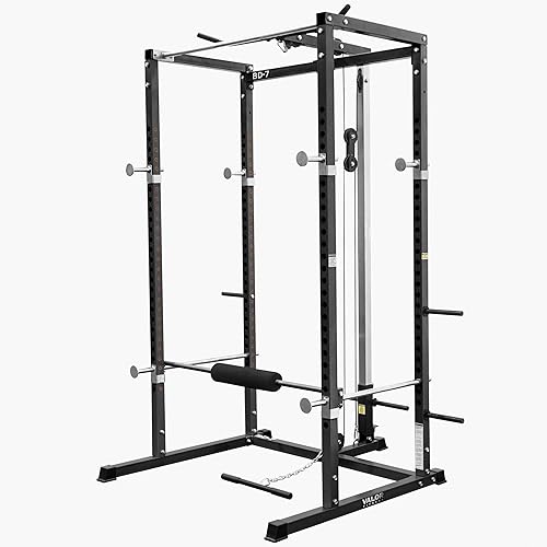 Miniatura 11 de Valor Fitness Power Rack - Soporte para sentadillas y banco de prensa de banco con accesorio desplegable LAT de 2 x 2 pulgadas, marco de Rack de