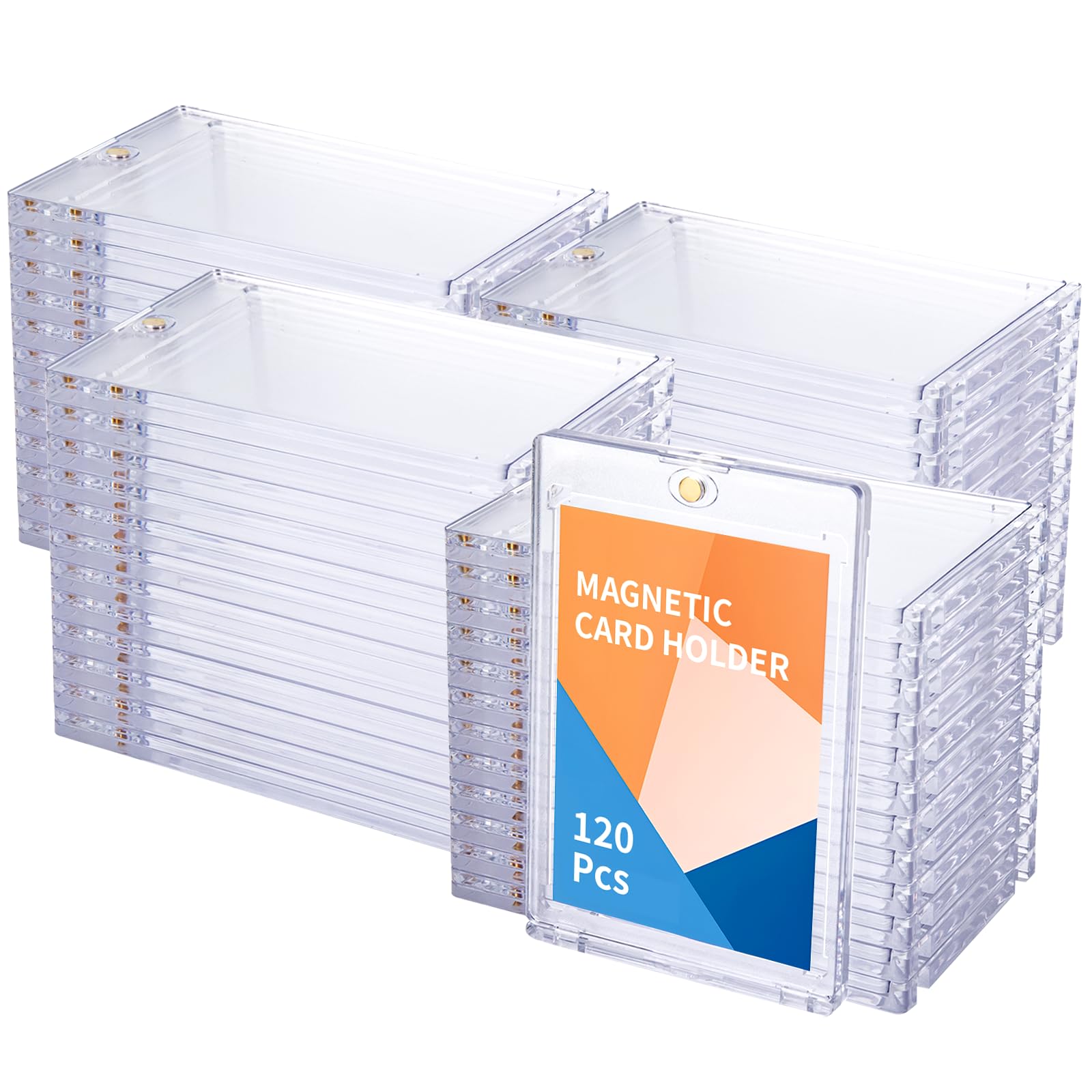 Photo 1 of WISYOK 120 Pcs Magnetic Card Holder, 35pt Ultra Pro One Touch Card Holder, UV Card Protectors Hard Plastic for Sports Cards, Magnet Case, Trading Card Display