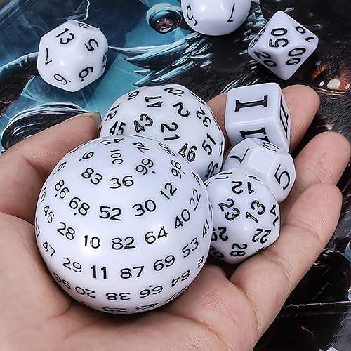 Miniatura 4 de CiaraQ DND - Juego de dados poliédricos (15 piezas) D4-D100 con bolsa de dados para juegos de mesa de rol de Calabozos y Dragones (blanco y negro)