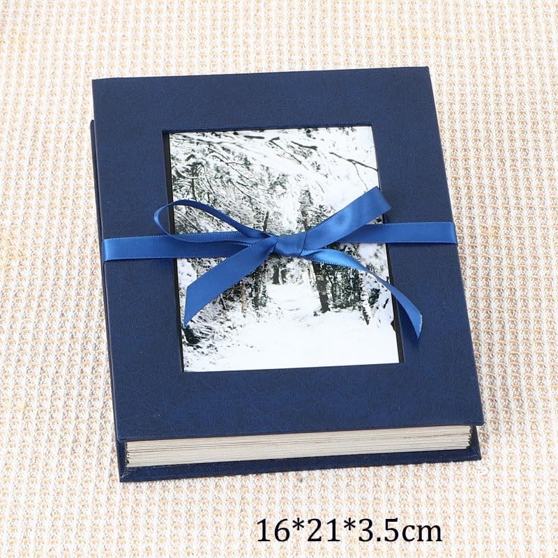 Travel Growth Commemorative Book ﻿ Creative Accordion Folding Photo Album Card Storage Bag PU Memorial Photo Album Applicable to photos, receipts, star cards, etc(Blue)