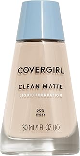 COVERGIRL, Clean Matte Liquid Foundation, Ivory 505, 1 oz, 1 Count (packaging may vary)
