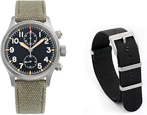 TACTICAL FROG Militado Quartz herenhorloge VH31 ML08 Double Domed Sapphire C3 Luminous 100 m waterdicht vintage pols zwart, Zwart