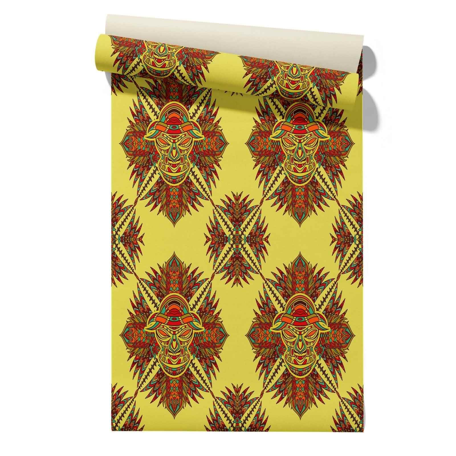 CEVAN Living Room Wallpaper Non Match K Pop Ethnic Patterns Retro Kitchen Vinyl Shower Covering Panels Easy Apply No Glue Wallpaper 45x300cm