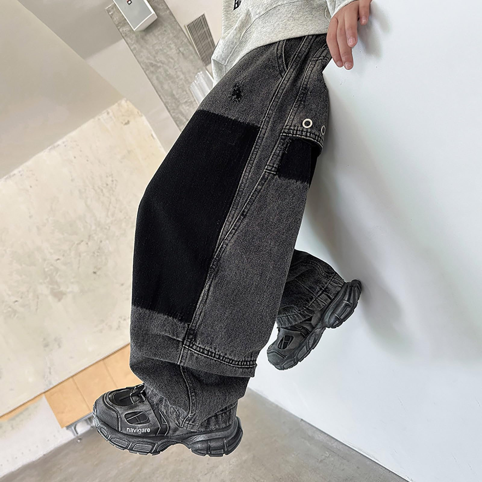 jeans ragazzo 13 anni-Jeans cargo per bambini, comodi pantaloni casual, pantaloni in denim elasticizzato resistente per bambini, da indossare tutti i giorni, per la scuola, il gioco all'aperto
