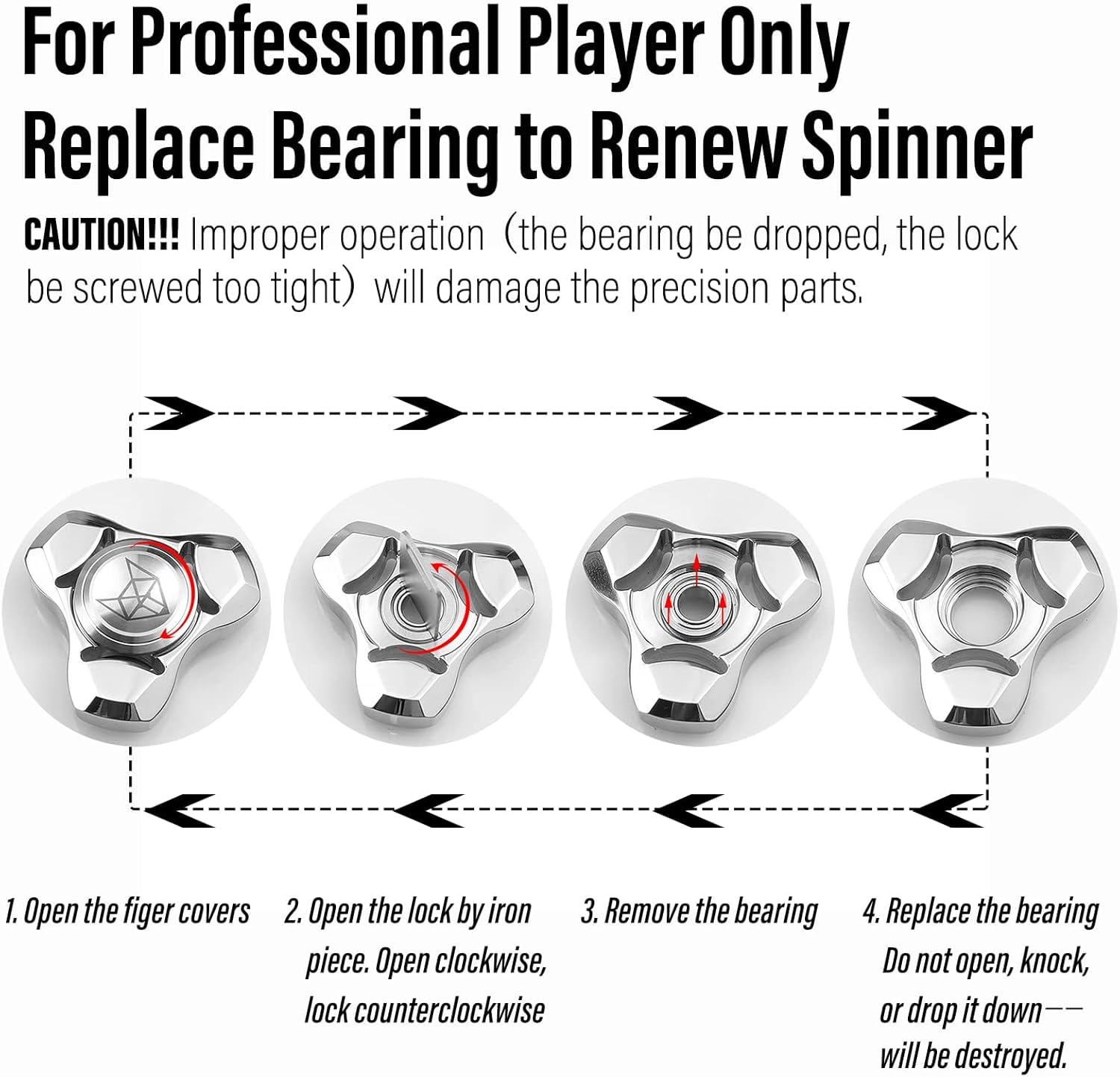 FREELOVE Metal Fidget Spinner for Adults, Stainless Steel Heavy Spinning Toys, Small Mini Fox Hand Gyro, Bearing Premium Long High Spin Fidget Block, Silver - Image 8