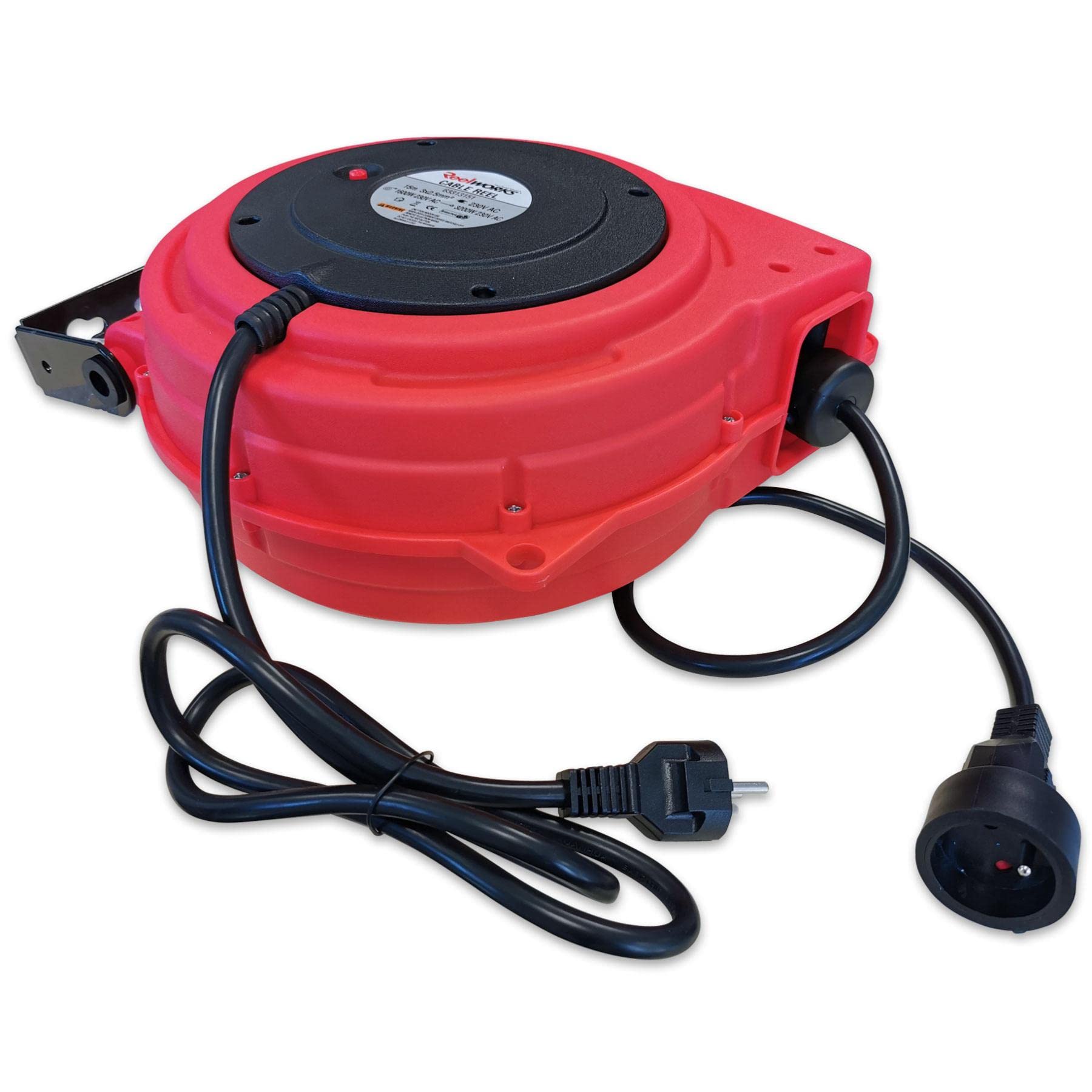 OC-PRO Enrouleur Électrique Automatique Mural Gros Câble 3G 2.5 mm² 15 M Rouge