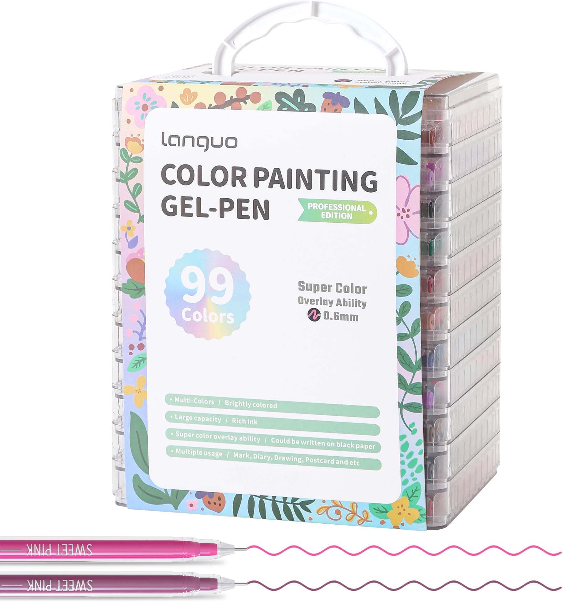 languo Gel Pens for Adult Coloring Books, 99 Colors Set Gel Colored Pens Marker, Perfect Gel Pens for Adult Drawing Doodling Journaling, Art Supplies and DIY Crafts