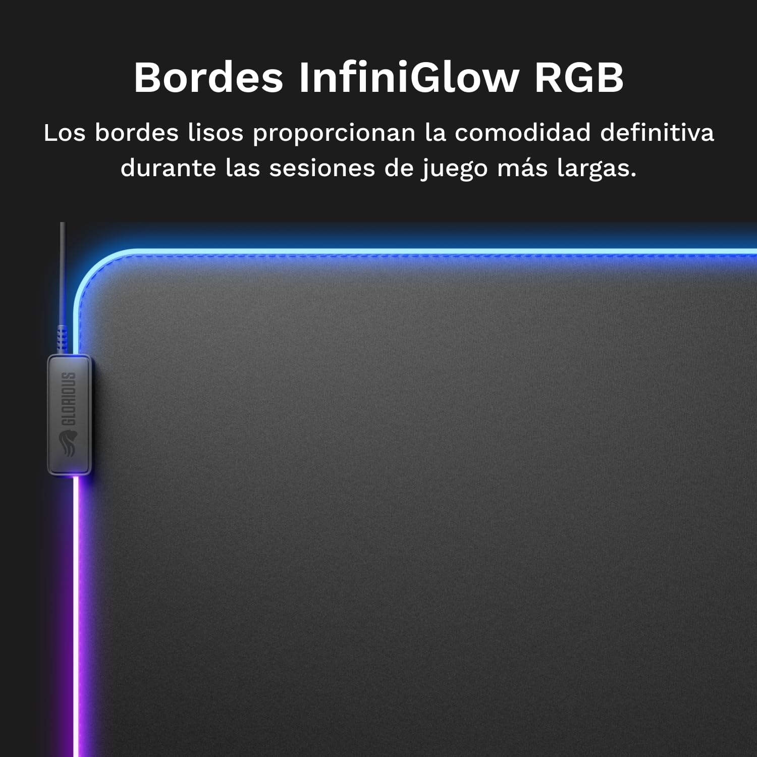 GLORIOUS Alfombrilla de Tela Gaming Bordes Cosidos XXL Extended (GLED) | Superficie suave optimizada, lavable a máquina, base de goma antideslizante para velocidad, control alto, suma precisión