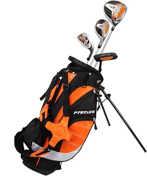 Precise XD-J Junior Complete Kids Golf Club Set - Kids Right Handed Golf Club for Boys and Girls with Driver, Hybrid, Iron, Putter, Stand Bag, and Headcovers - Youth Golf Club Set for Ages 3-5