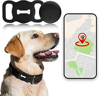 Dog Tracker, Mini Pet Tracker with Collar Holder, No Monthly Fees/Work with Apple Find My APP/Not GPS Tracker, Portable Anti Lost Tracking Device for Dog Cat Pet