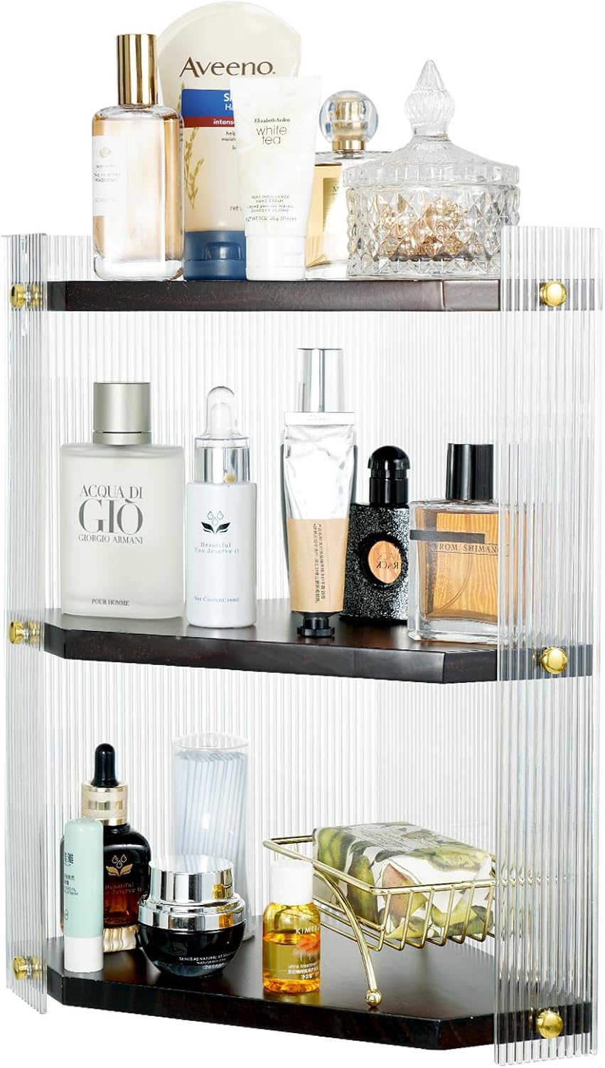 Bathroom Organizer Countertop - 3 Tier Bathroom Counter Organizer Shelf, Skincare Organizer Countertop, Multi-Functional Acrylic Organizer in Vanity Dresser Bathroom