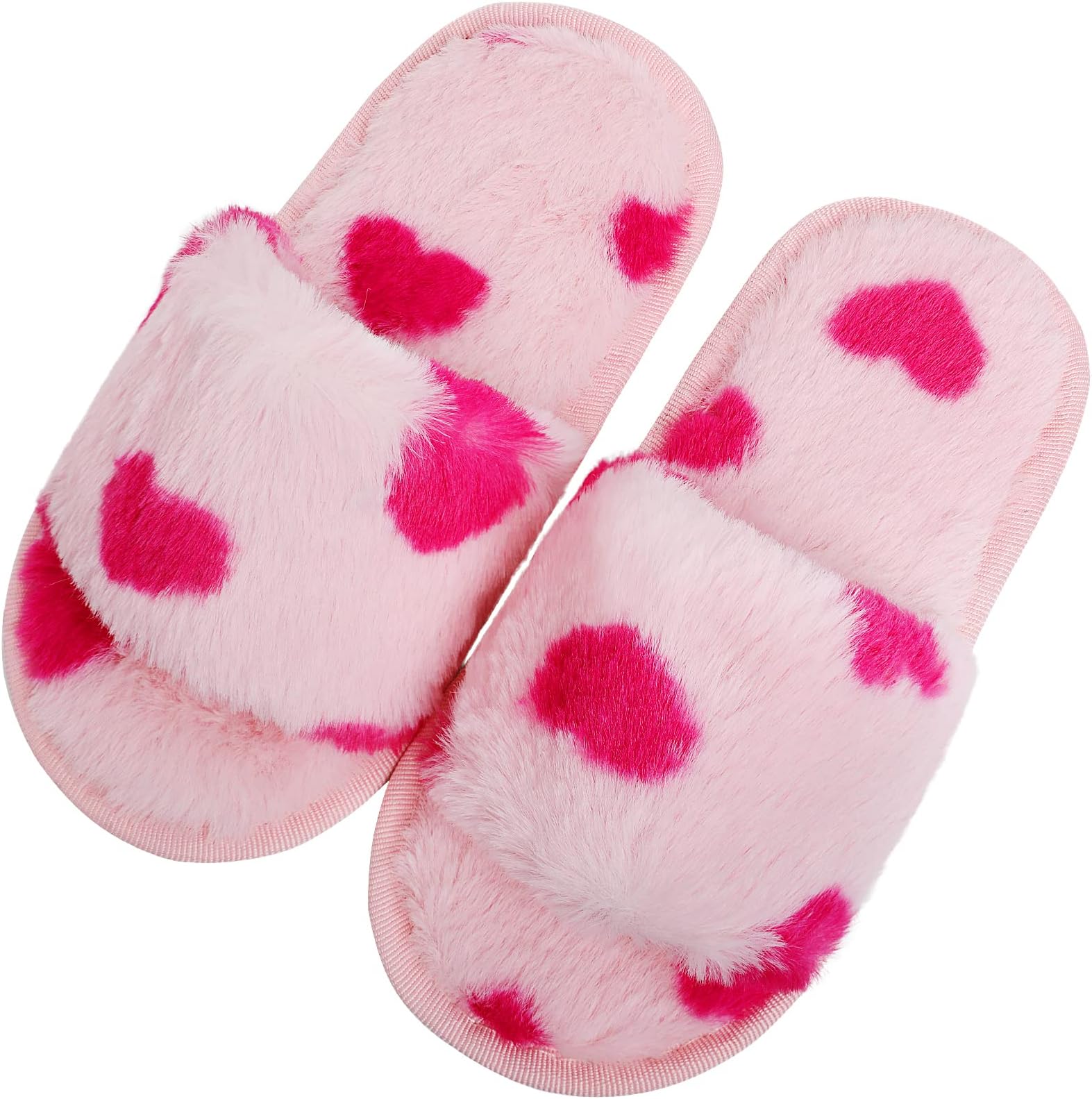 techcity Boys Girls Fuzzy House Slippers Cute Comfy Faux Fur Slip On Fluffy Plush Open Toe Home Slides for Kids Indoor Outdoor Warm Shoes