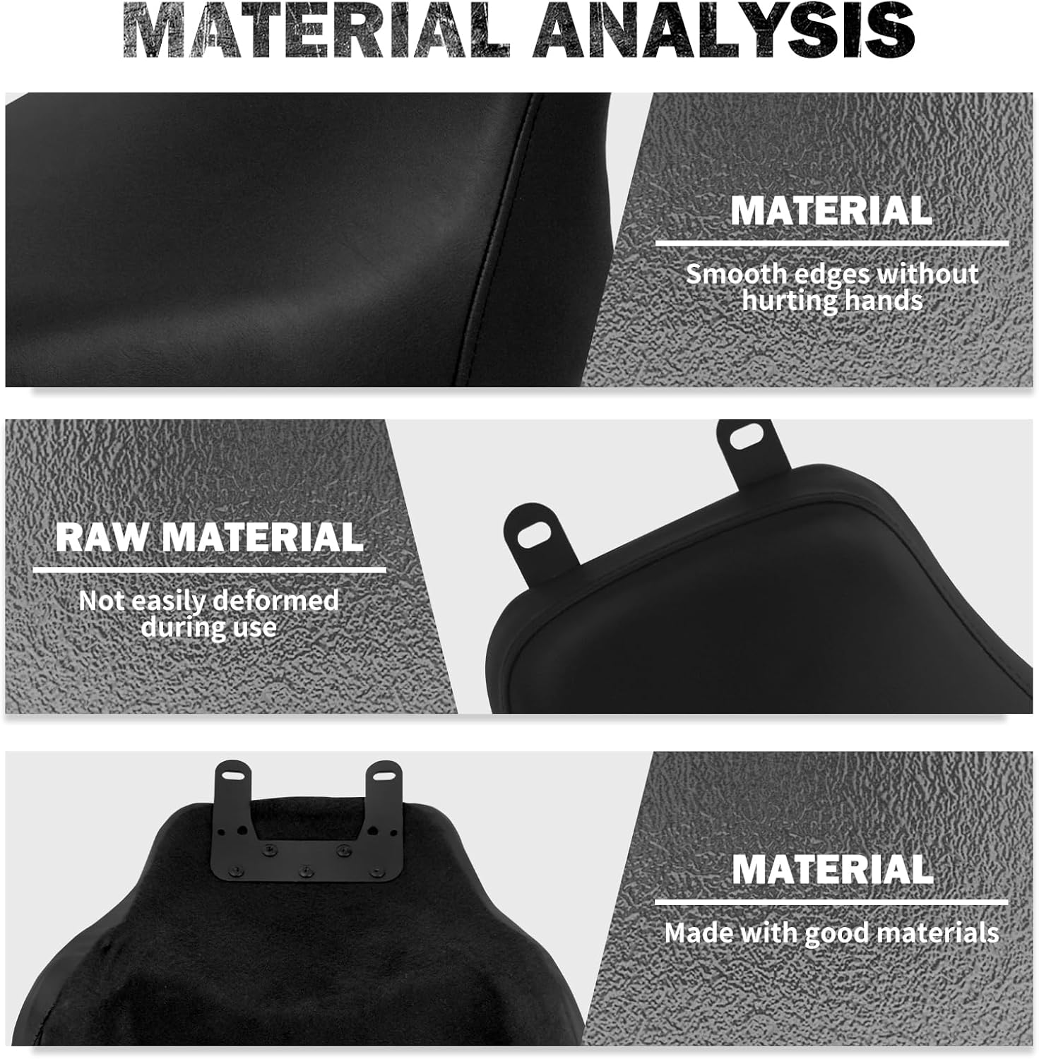 HDBUBALUS Motorcycle Driver Solo Seat Cushion Pillion For Harley 2006-2007 Softail Deluxe FLSTN Heritage Softail Classic FLSTC (Black)
