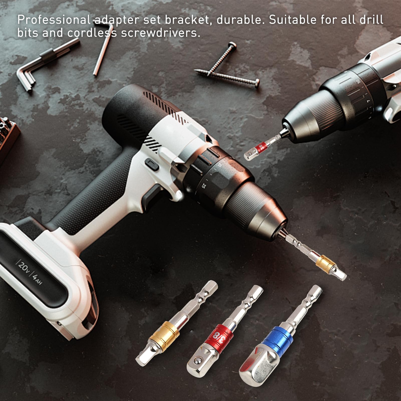 3Pcs Adattatore Presa Trapano Esagonale 1 4 3 8 1 2 Avvitatore - Foto 3