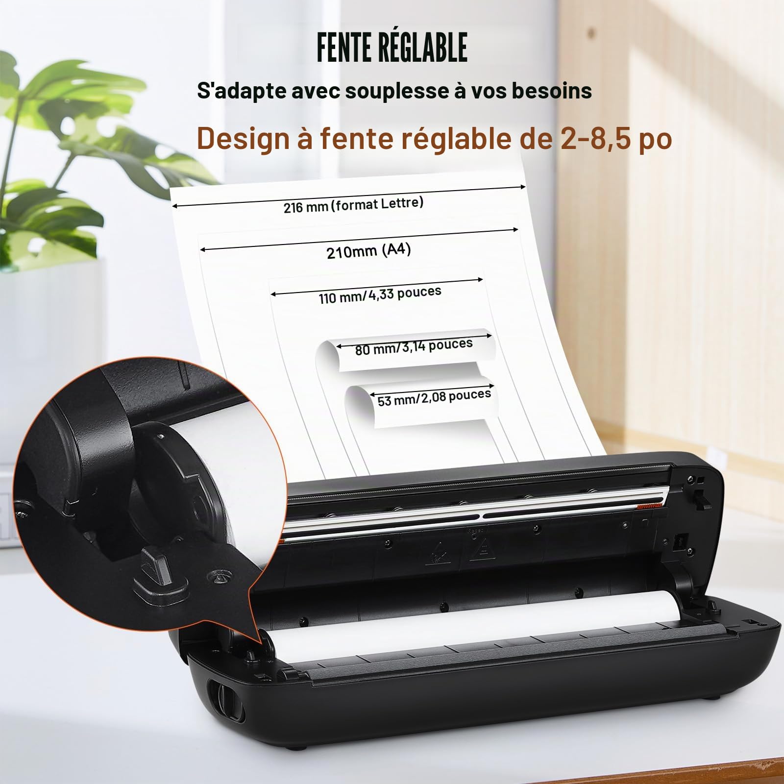 VEVOR Imprimante Thermique Portable sans Fil 203 DPI, Mini Bluetooth sans Encre pour Papier A4/A5