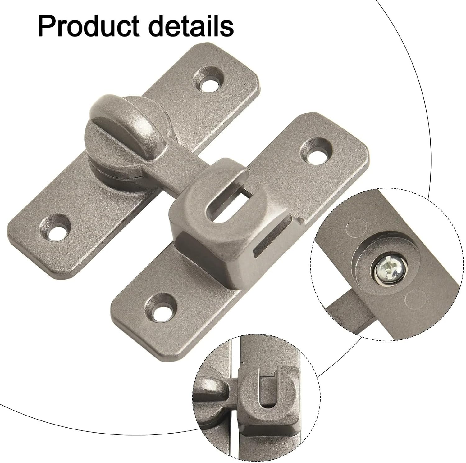 4pcs Door Sliding Latch Home Security Bolt Latches Zinc Alloy 90/180 Degree Bolt Locks Easy Install for Bathroom Doors(Silver)