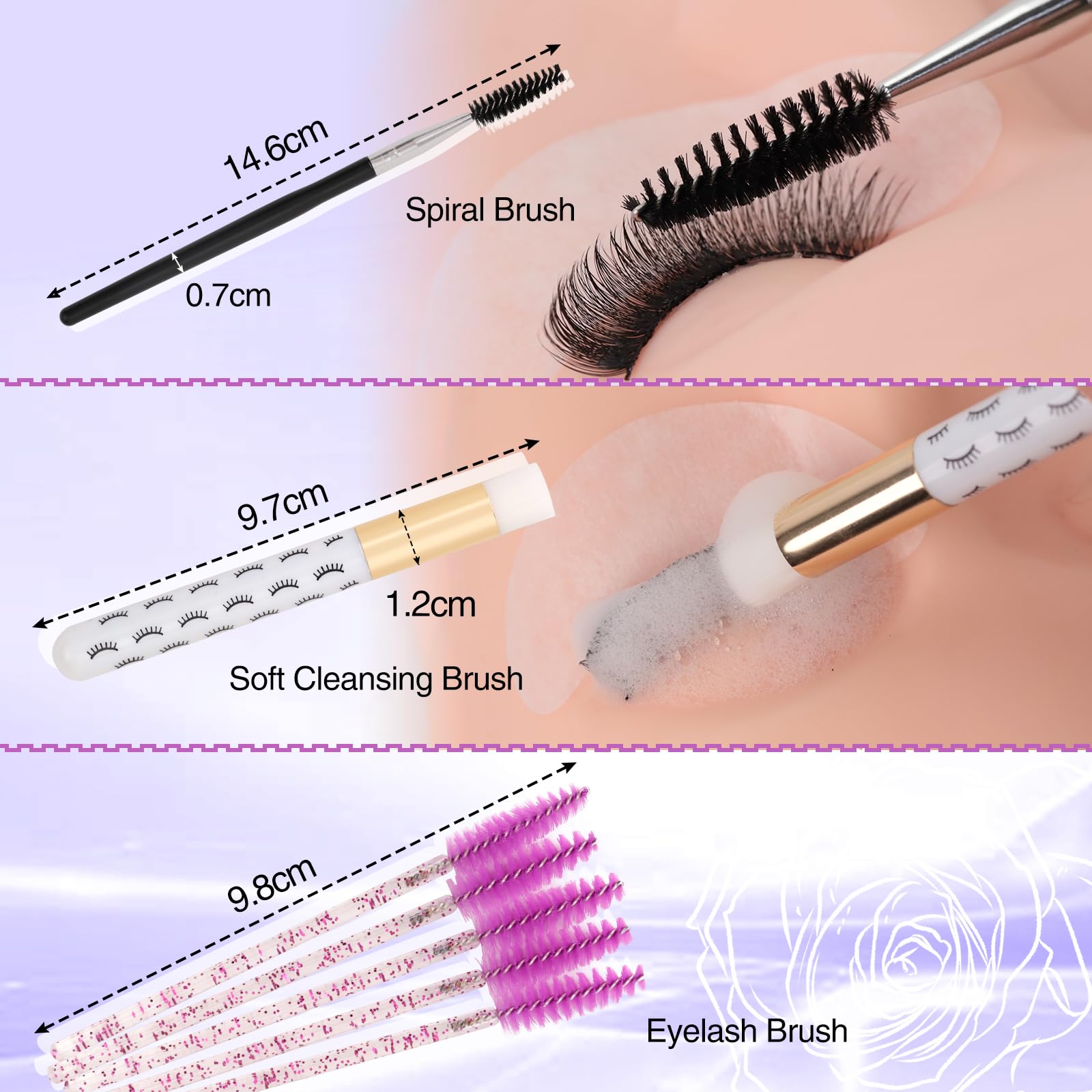 LZM Lash Shampoo for Lash Extensions 60Ml/2.1 FL.OZ Eyelash Shampoo with Lash Brush Lash Cleanser Paraben & Oil Free Eyelash Cleanser for Eyelash Extensions for Salon and Home Use - Image 4