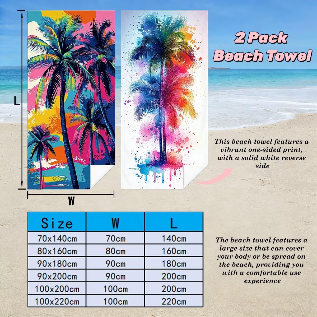 Toalla Playa 80x160 cm, Toalla Gimnasio Microfibra Secado Rapido, Juego de 2 Antiarena Toallas de Playa, Ligera Compacta Toallas Microfibra Grande para Viaje, Regalo Hombre Regalo Mujer (Árbol) -4865