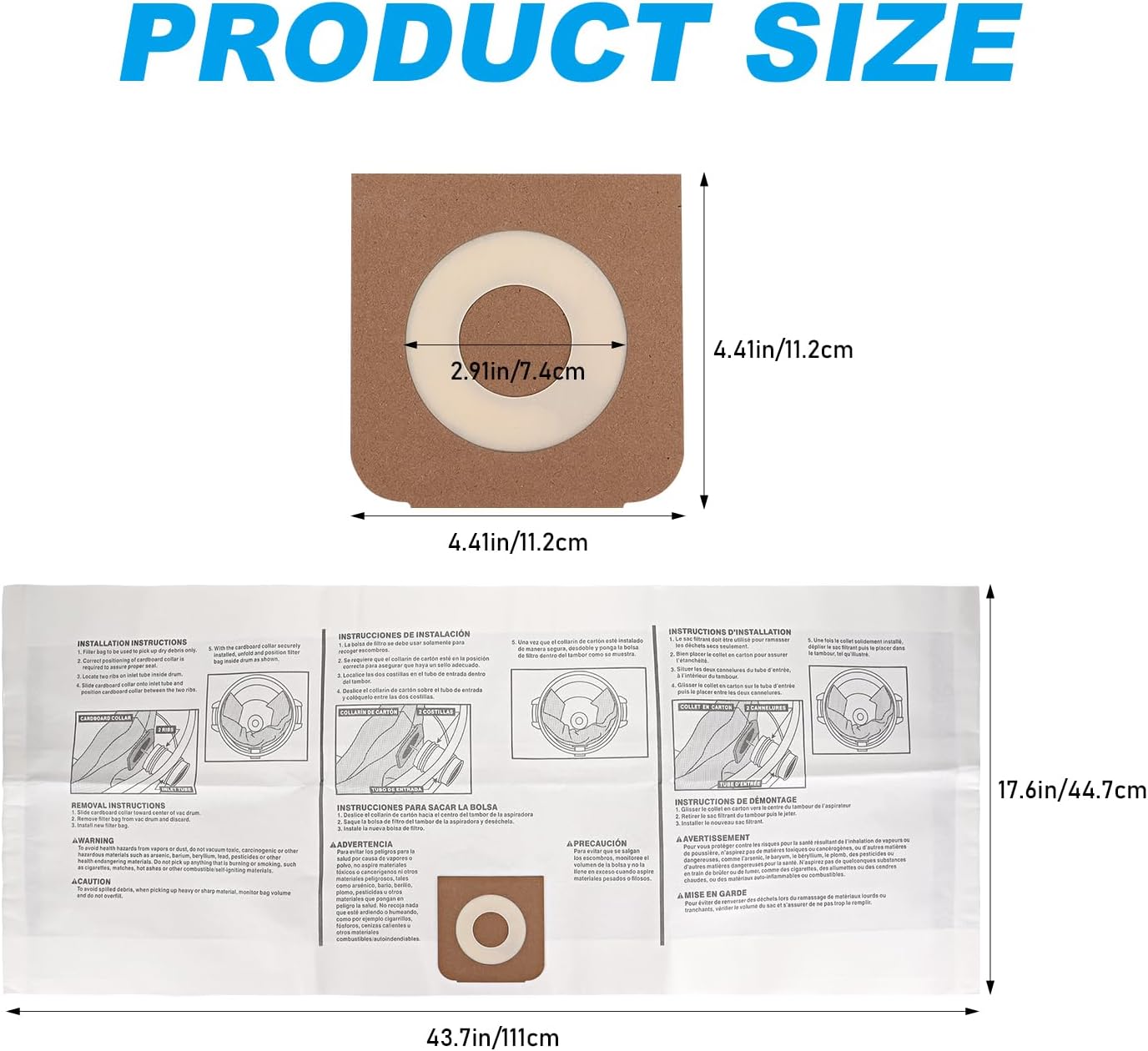 CMXZVBE38749 Vacuum Bags Replacement for CRAFTSMAN 16-20 Gallon Wet/Dry Shop Vac Dust Bags CMXEVBE17595, CMXEVBE17596, Part# 38749-4Pack