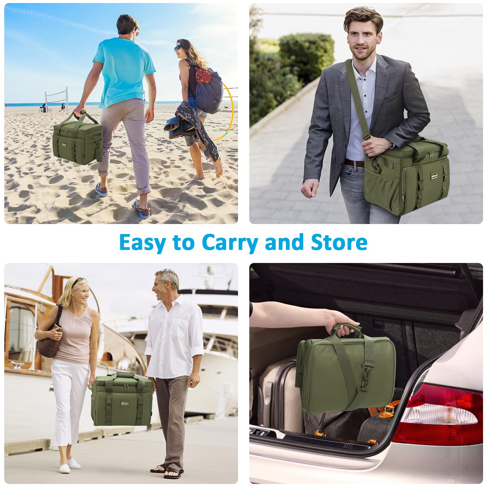 Upeelife Bolsa Termica 24L, Plegable Bolsa Nevera, Bolsa Termica Comida con Correa Ajustable, Cooler Bag Nevera Portatil Playa para Familiar Playa Picnic, Camping, Barbacoa