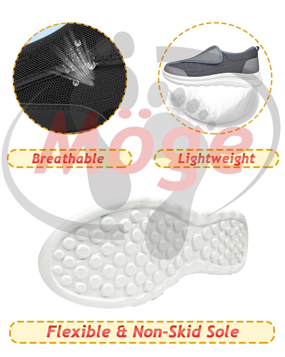 Scarpe da Corsa Traspiranti in Rete Scarpe per Diabetici Donna Extra Larghe Pantofole Ortopediche Edema Uomo Scarpe da Riabilitazione Traspirante Regolabili Scarpe