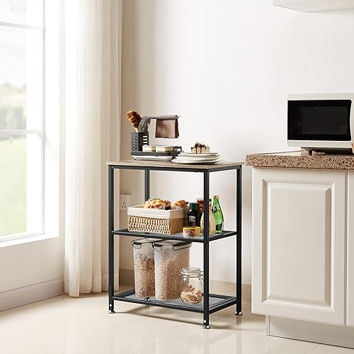 Miniatura 5 de VECELO Mesas auxiliares de extremo alto, mesita de noche de 30 pulgadas de altura con estante de almacenamiento de 3 niveles para dormitorio, sala