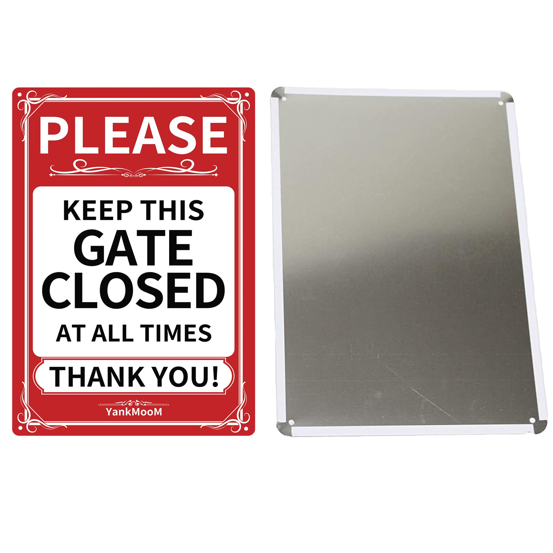 Metallschild "Please Keep This Gate Closed" – 2 Stück, 20x30 Cm, Mit Befestigungslöchern