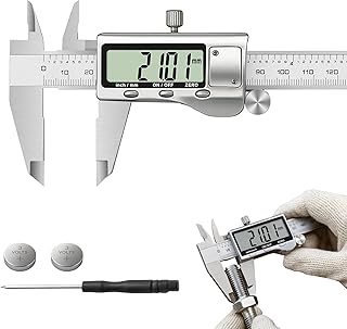Pied à Coulisse Numérique Haute Précision 150 mm Acier Inox avec Écran LCD Large Affichage Conversion mm/pouce Précision 0,01 mm Outil de Mesure Professionnel pour Bricolage Atelier Argent