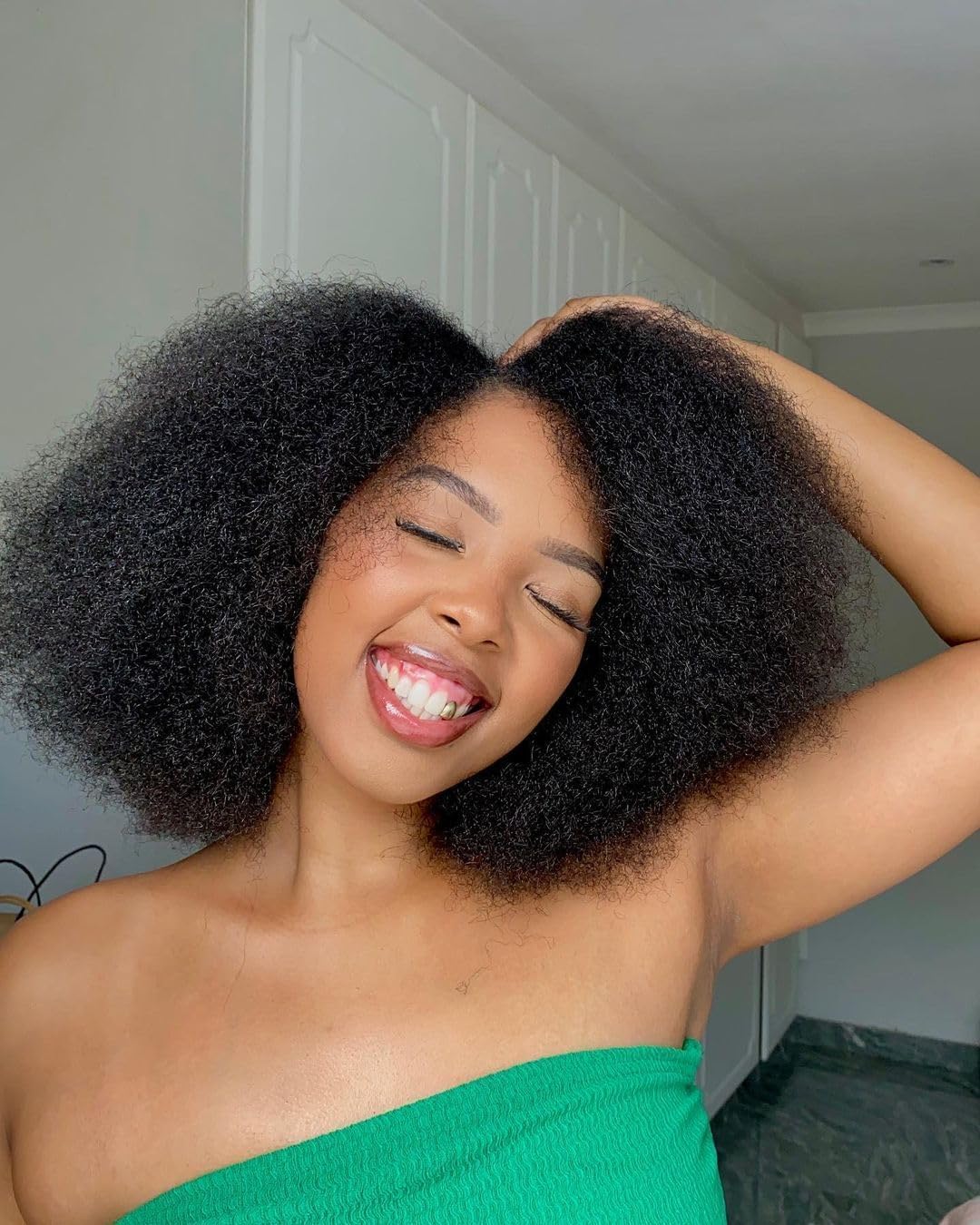 Parrucche Capelli Umani Per Donne Nere - Afro Kinky Ricci 100% Capelli Umani Glueless None Lace Afro 180% Densità 14 Pollici