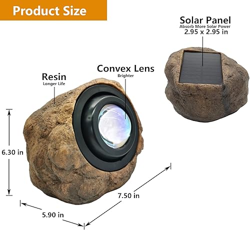 Miniatura 2 de GOODFOEVER Luces solares de roca (2 unidades) luces de proyección de puesta de sol, luz nocturna de atmósfera, luces de jardín alimentadas por