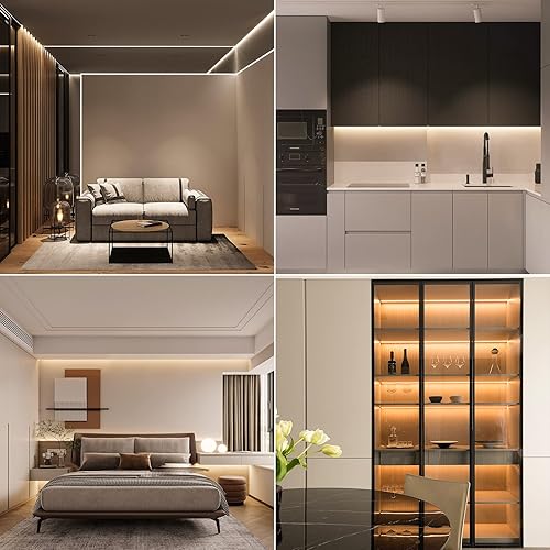 Miniatura 3 de GIDEALED Tira de luz LED COB de 24 V, blanco cálido, 3000 K, 2400 LED de alta densidad flexible FCOB tira LED de 16.4 pies para decoración de