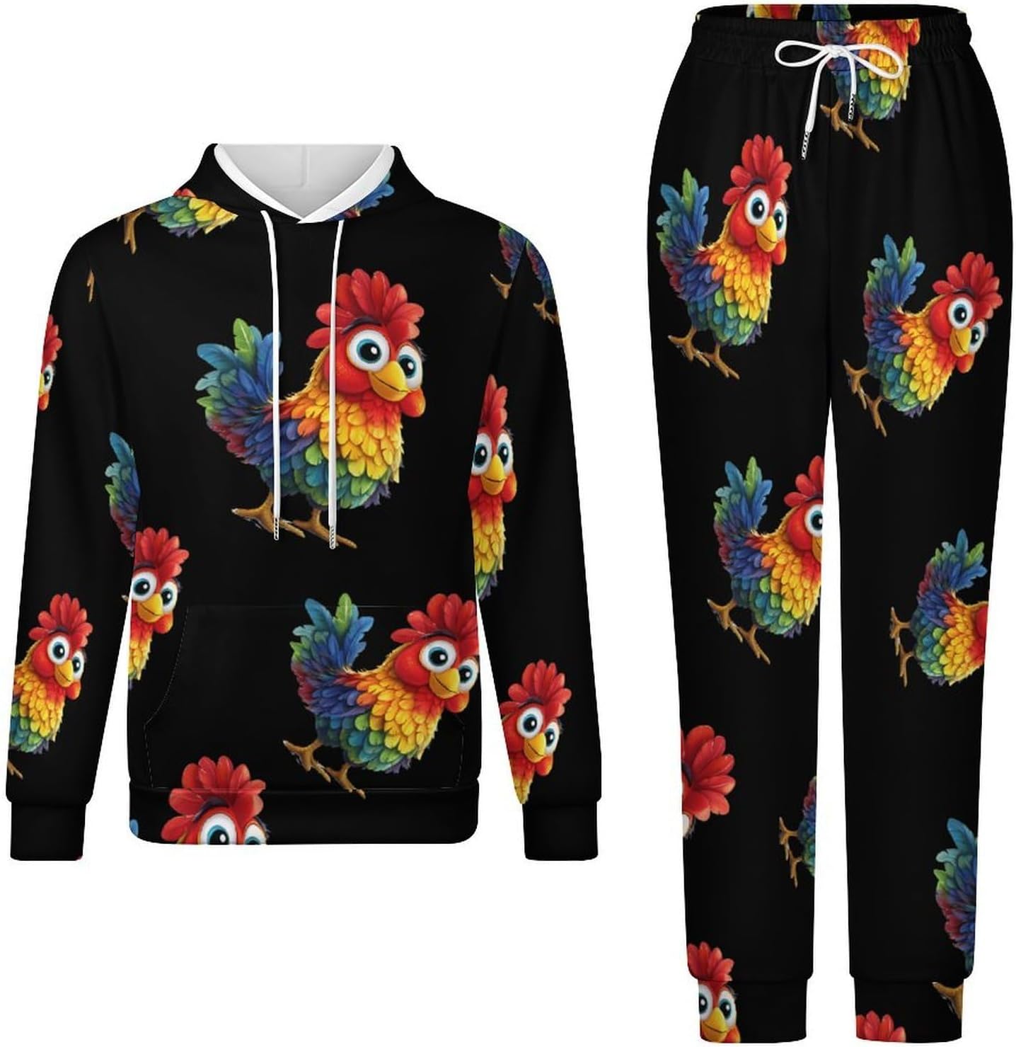 Rooster Chicken 2 Piece Sweatsuits for Men Women Casual Tracksuits Jogging Suits