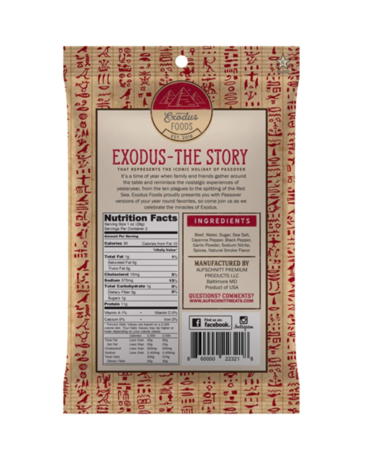 Exodus Passover Beef Jerky | Kosher Star-K Passover Certified | Gluten Free | 2 Original, 1 BBQ, 1 Spicy, 1 Chipotle (Variety 5 Pack) | By Aufschnitt Meats