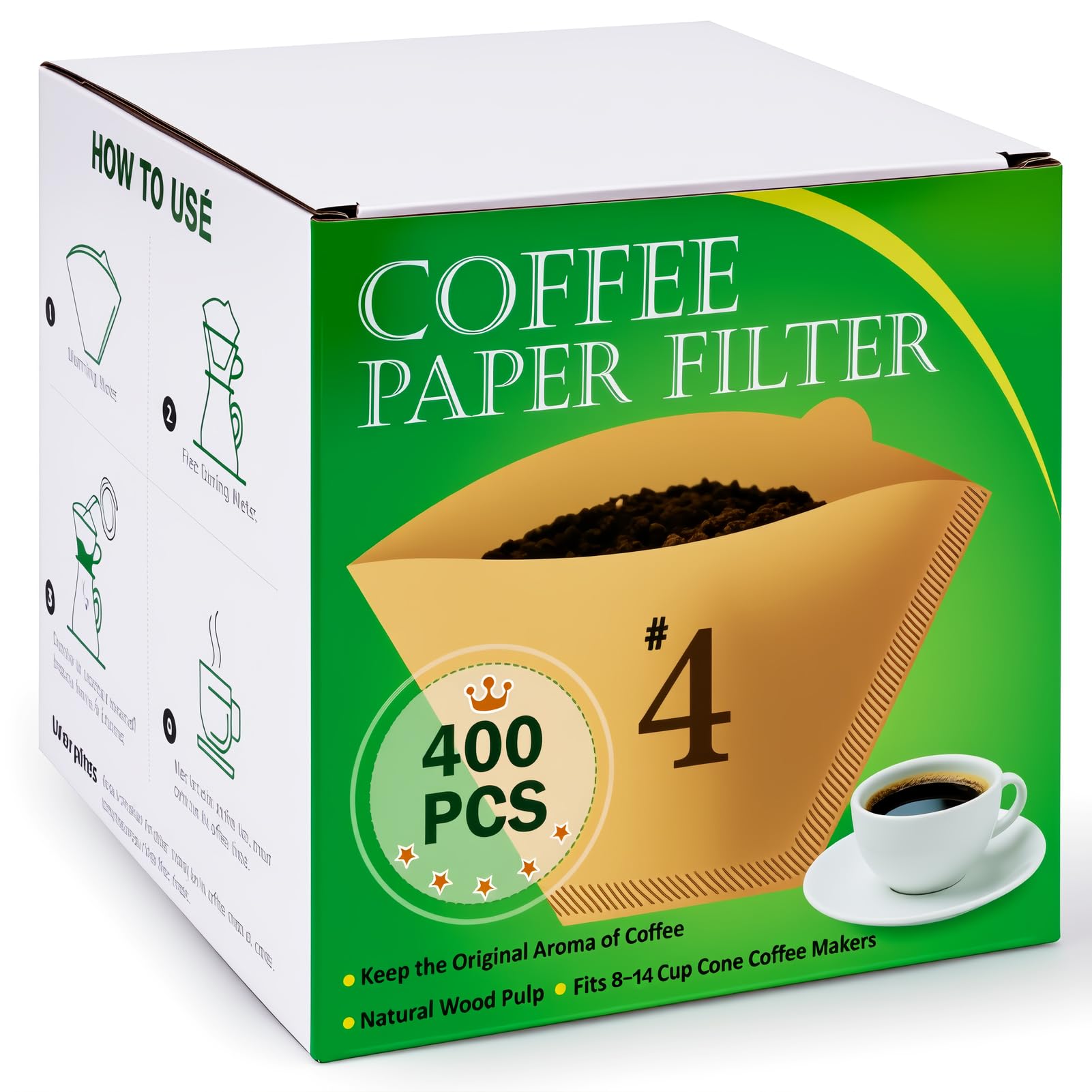 BYKITCHEN 400PCS #4 Cone Coffee Filters