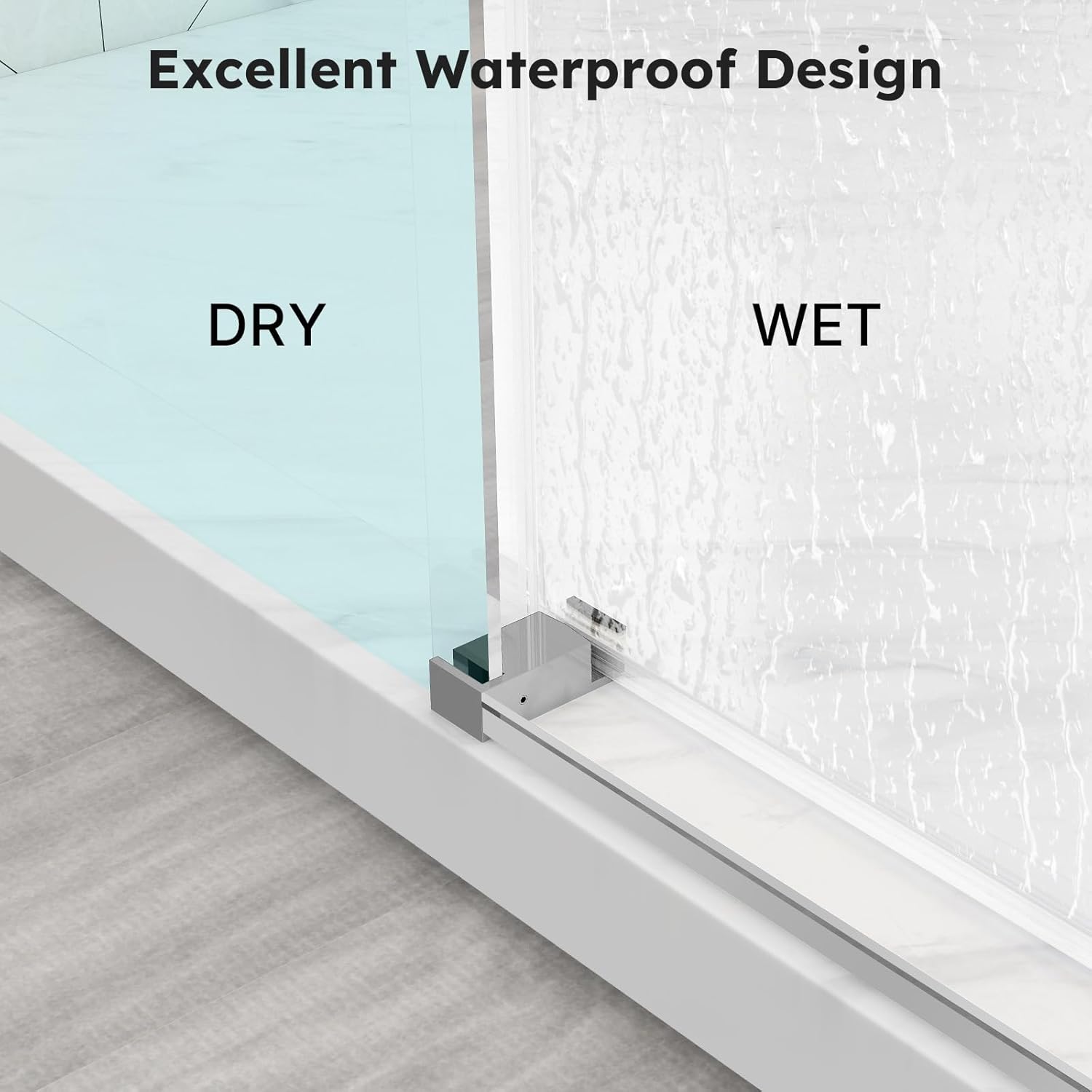 Zevemomo 56"-60" W x 76" H Frameless Sliding Shower Door, Single Sliding Door with 1/4'' Tempered Glass, Silent Soft-Close Shower Door, Explosion-Proof Film, Brushed Nickel